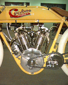 [yellow 1915 Cyclone Motorcycle]