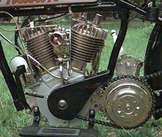 [left side of engine of 1920 Indian 